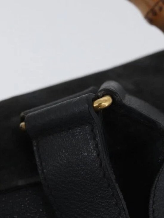 GUCCI Bamboo Backpack Suede Leather Black Gold 003 2058 0016 Auth 172522 main image 16